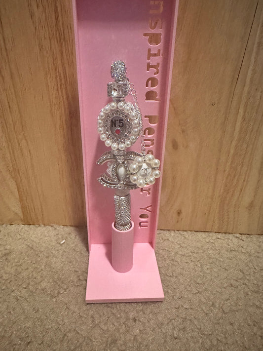 White and silver pearl inspired Chanel perfume pen