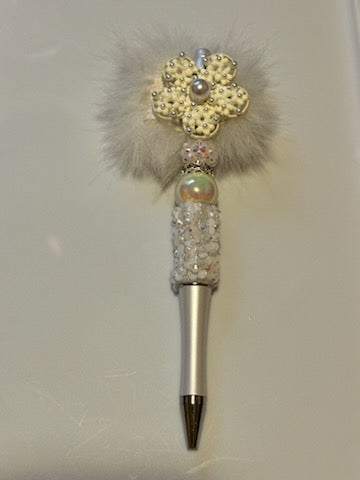 White fancy bling pen