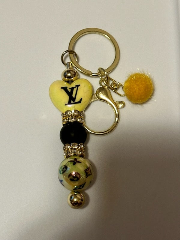 Yellow LV heart Keychain