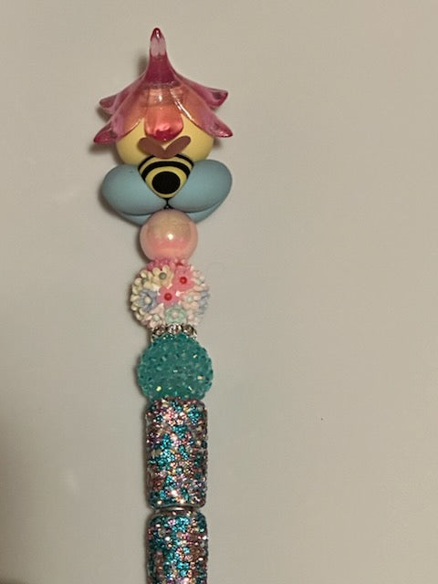 Bling pink and blue flower girl