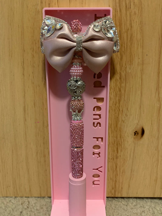 Light pink Chanel inspired bling fancy bow