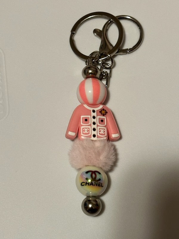 Pink Chanel sweater keychain