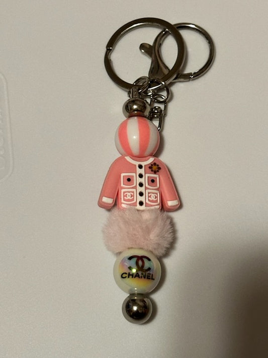 Pink Chanel sweater keychain