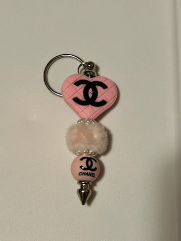 Light pink heart chanel keychain